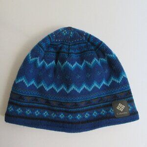 Columbia Omni Heat Lined Beanie Hat Adult OS Blue Aztec Pattern Warm Winter Cap